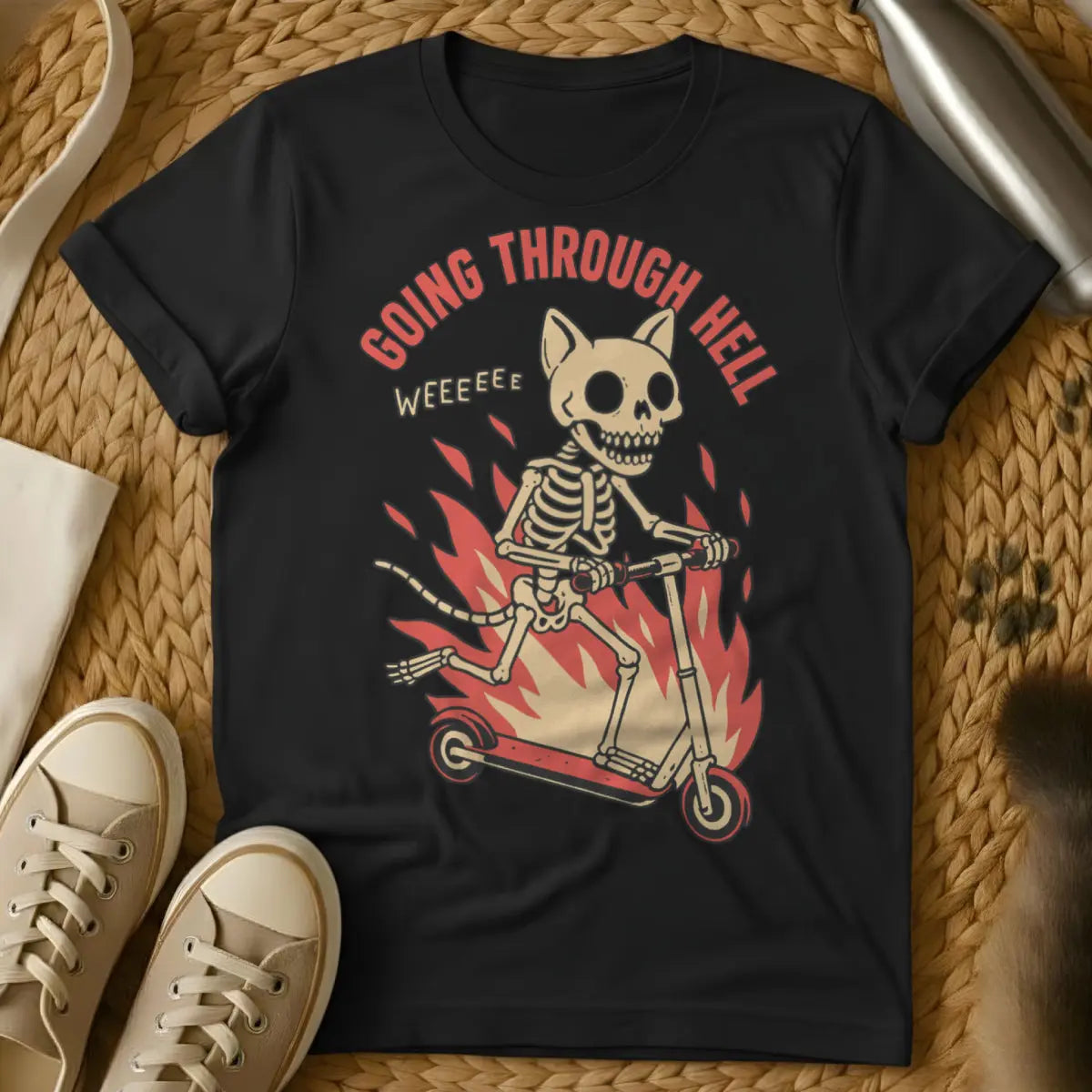Going Through Hell Cat Tee - Black Cat T-Shirt