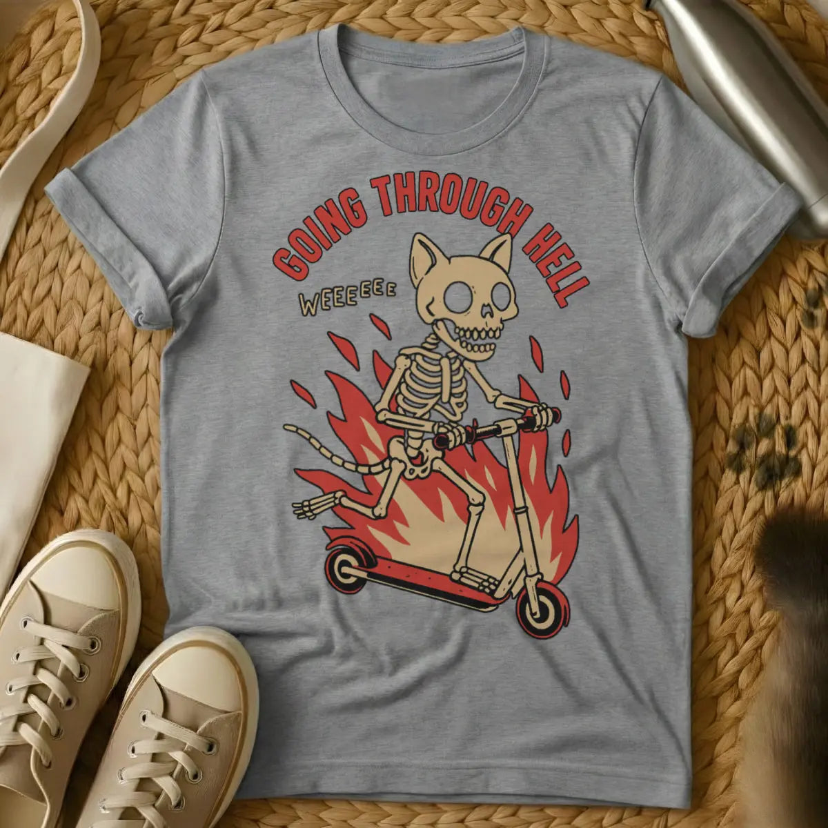 Going Through Hell Cat Tee - Gray Cat T-Shirt