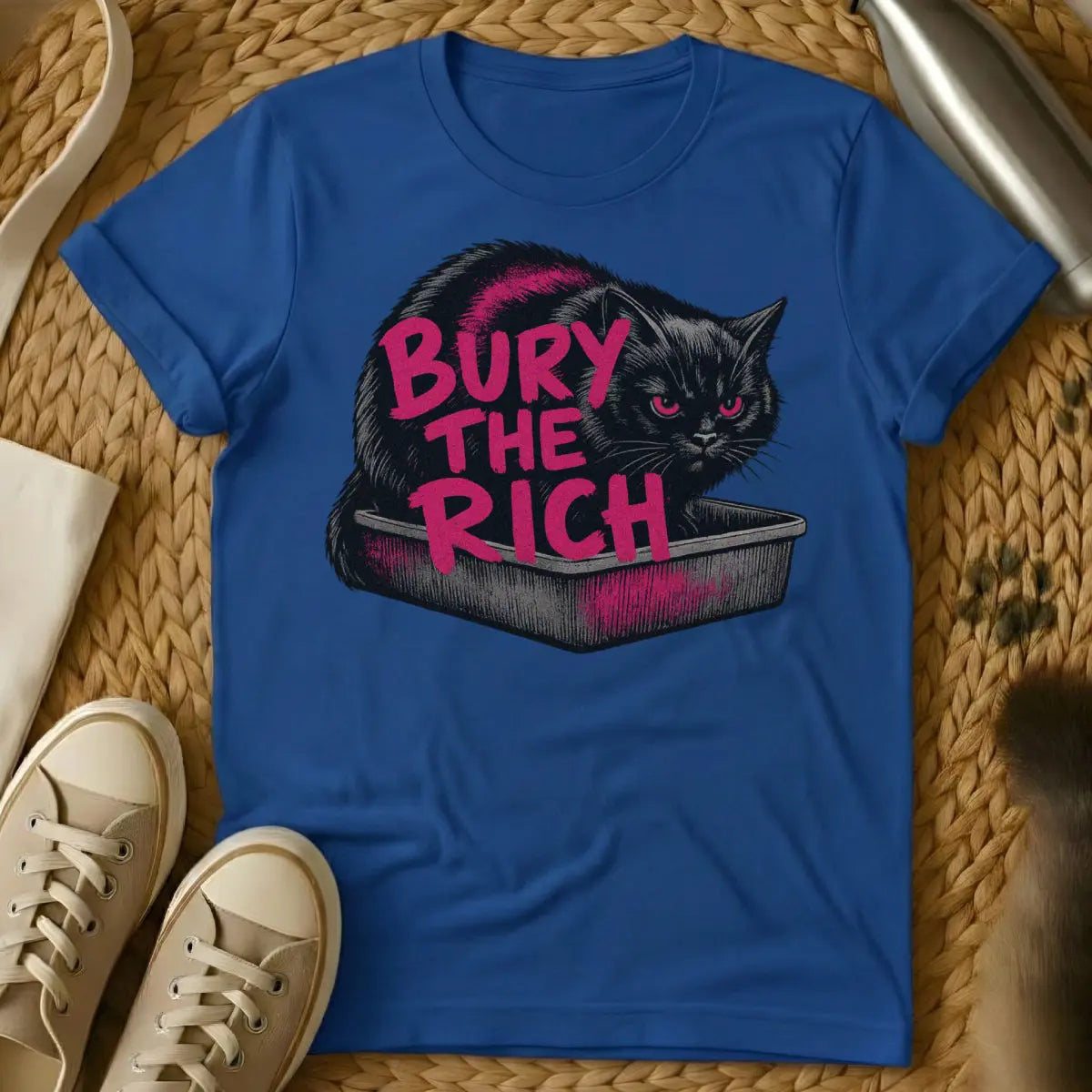 Stop Being Poor Cat Shirt - Blue Cat T-Shirt