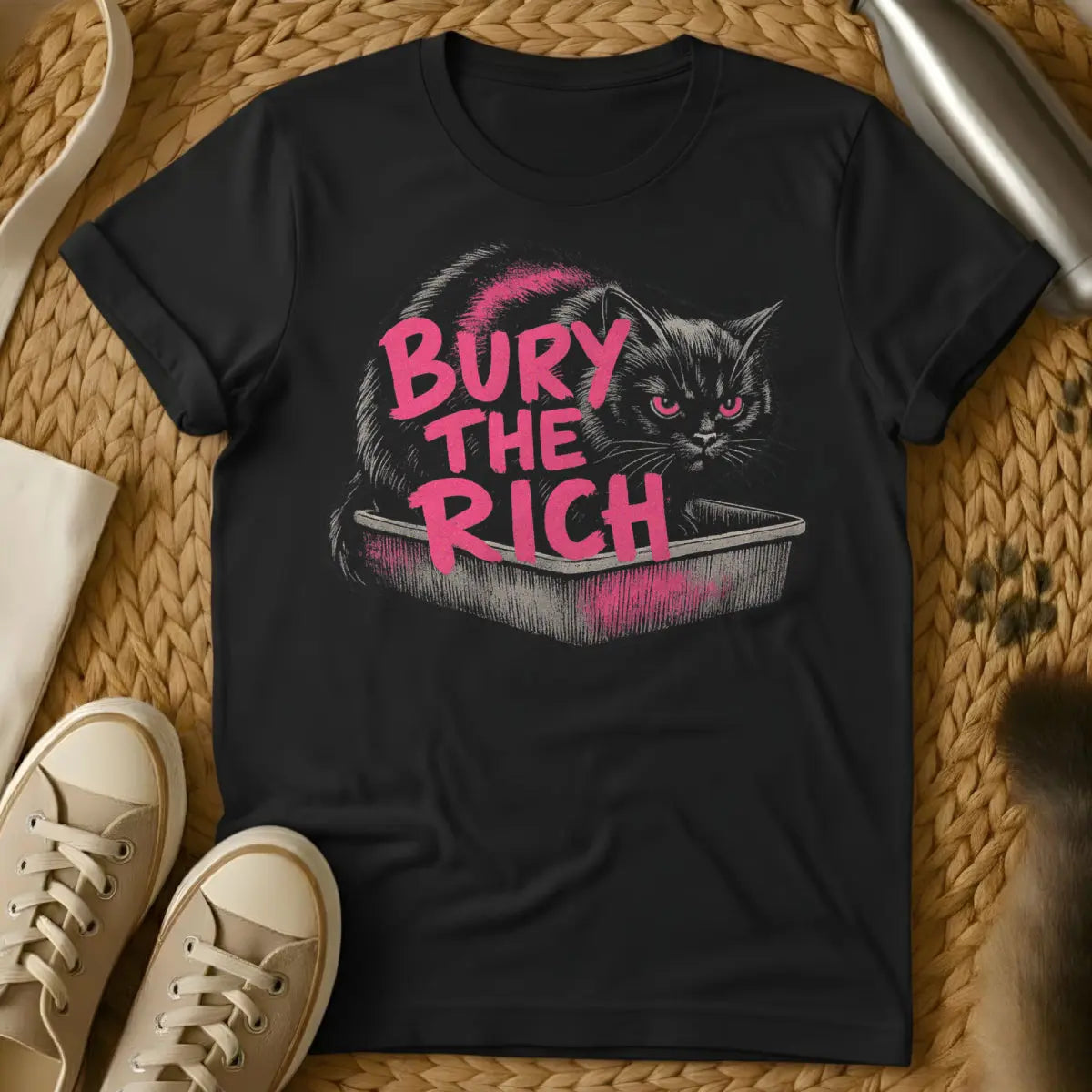 Stop Being Poor Cat Shirt - Black Cat T-Shirt