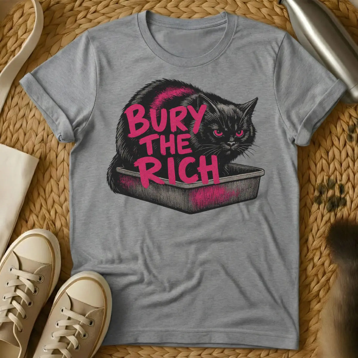 Stop Being Poor Cat Shirt - Gray Cat T-Shirt