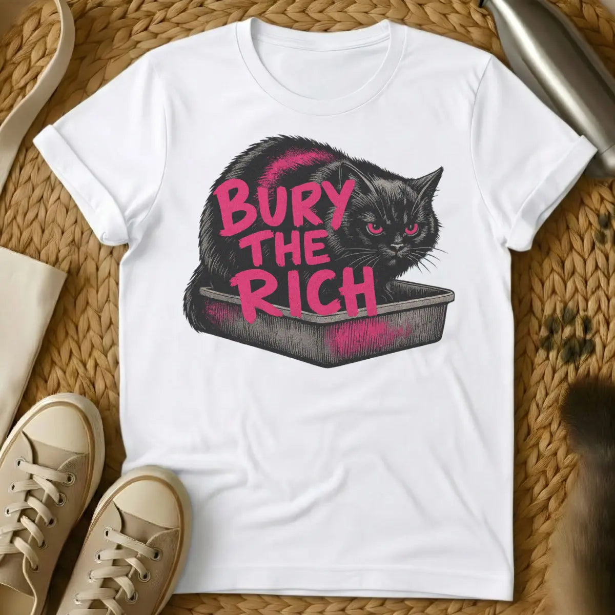 Stop Being Poor Cat Shirt - White Cat T-Shirt