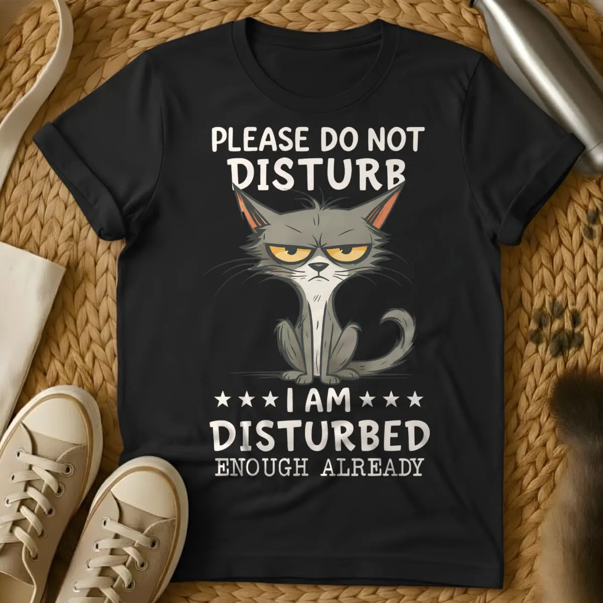Disturbed Cat Shirt - Black T-Shirt - concert tee parody, disturbed band parody, heavy metal pet