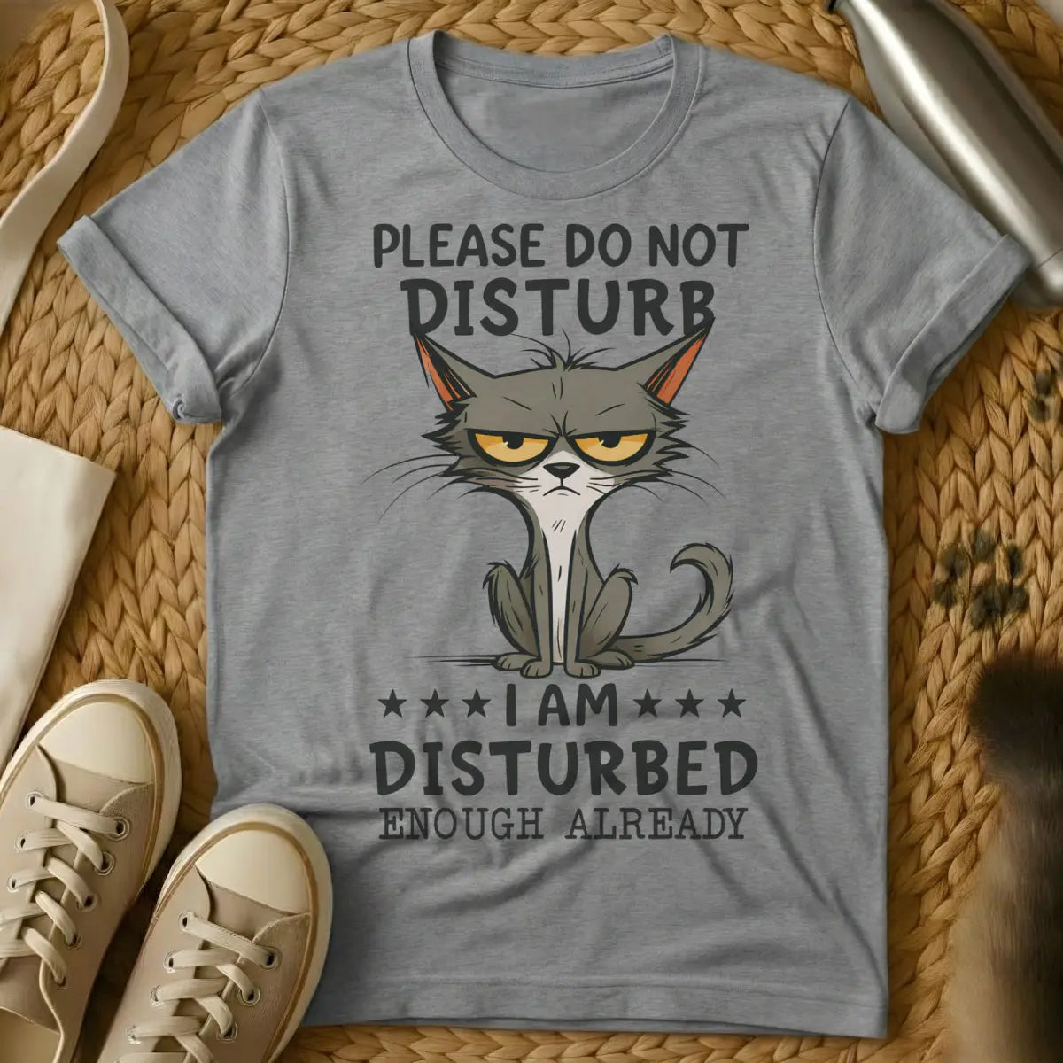 Disturbed Cat Shirt - Gray T-Shirt - concert tee parody, disturbed band parody, heavy metal pet
