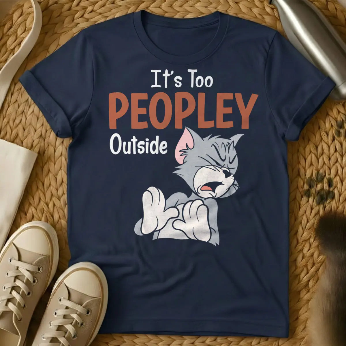 Too Peopley Shirt - Navy Cat T-Shirt