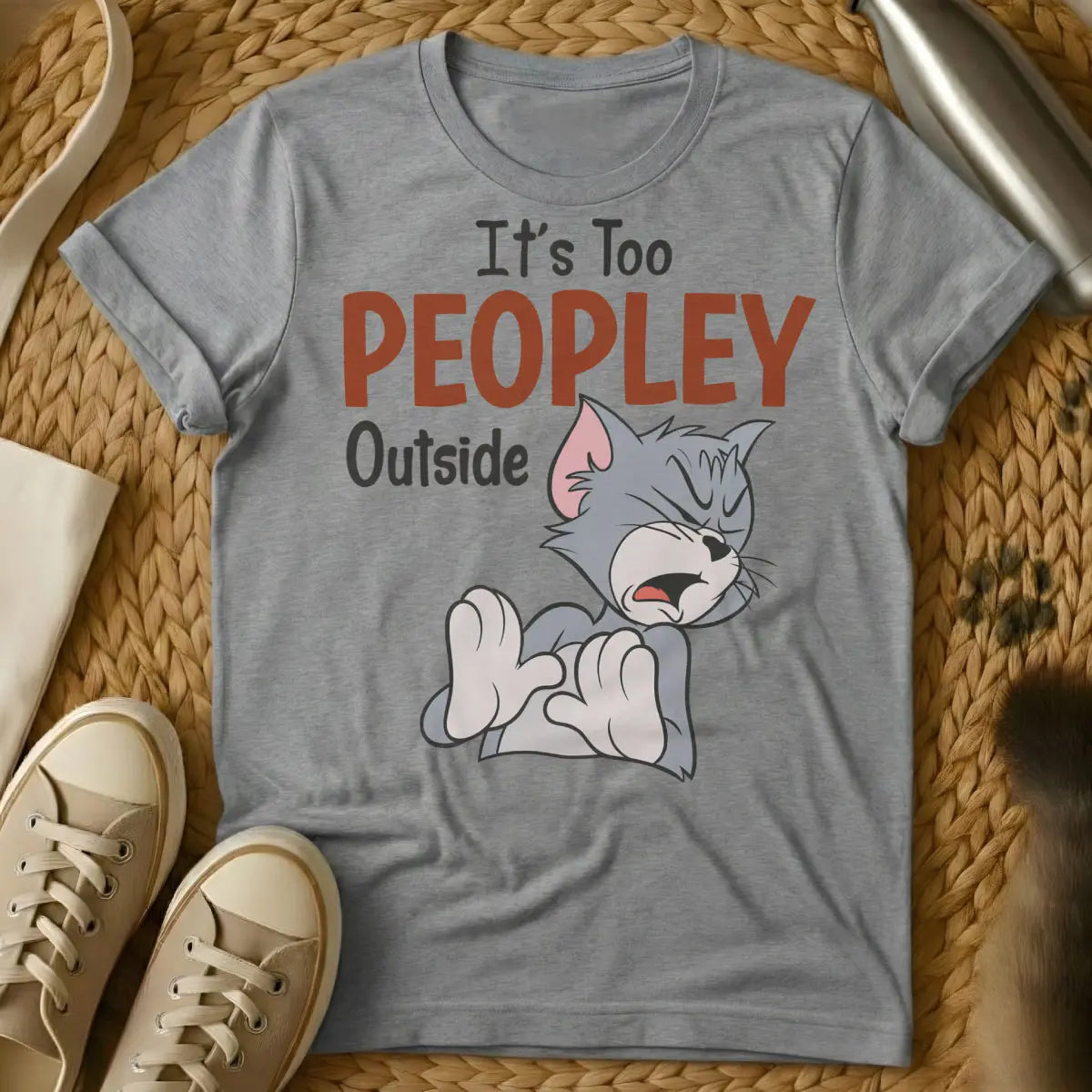 Too Peopley Shirt - Gray Cat T-Shirt