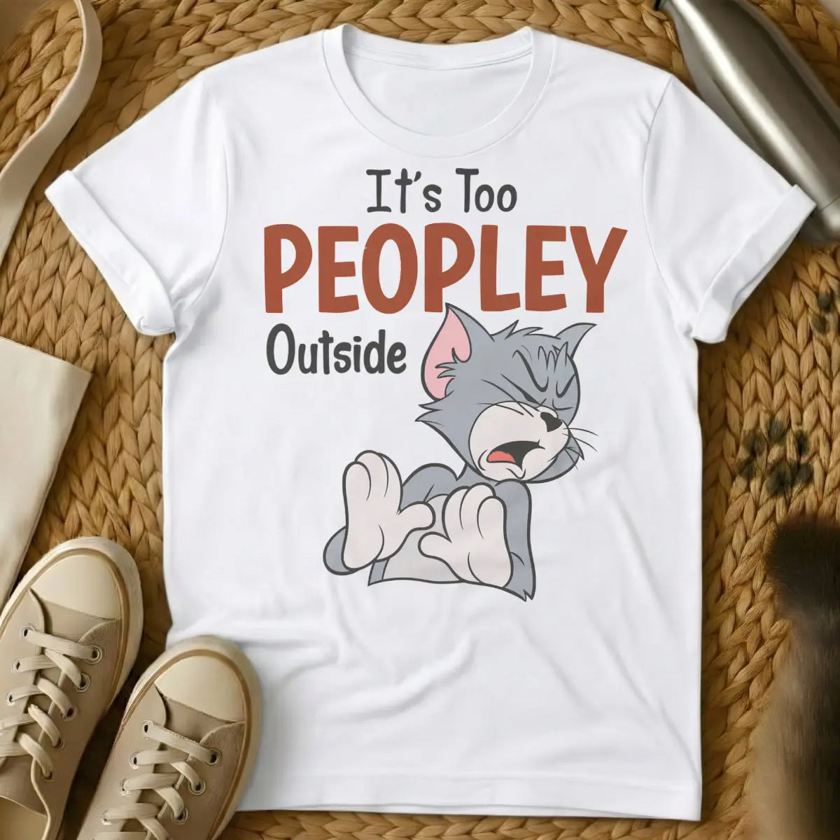 Too Peopley Shirt - White Cat T-Shirt