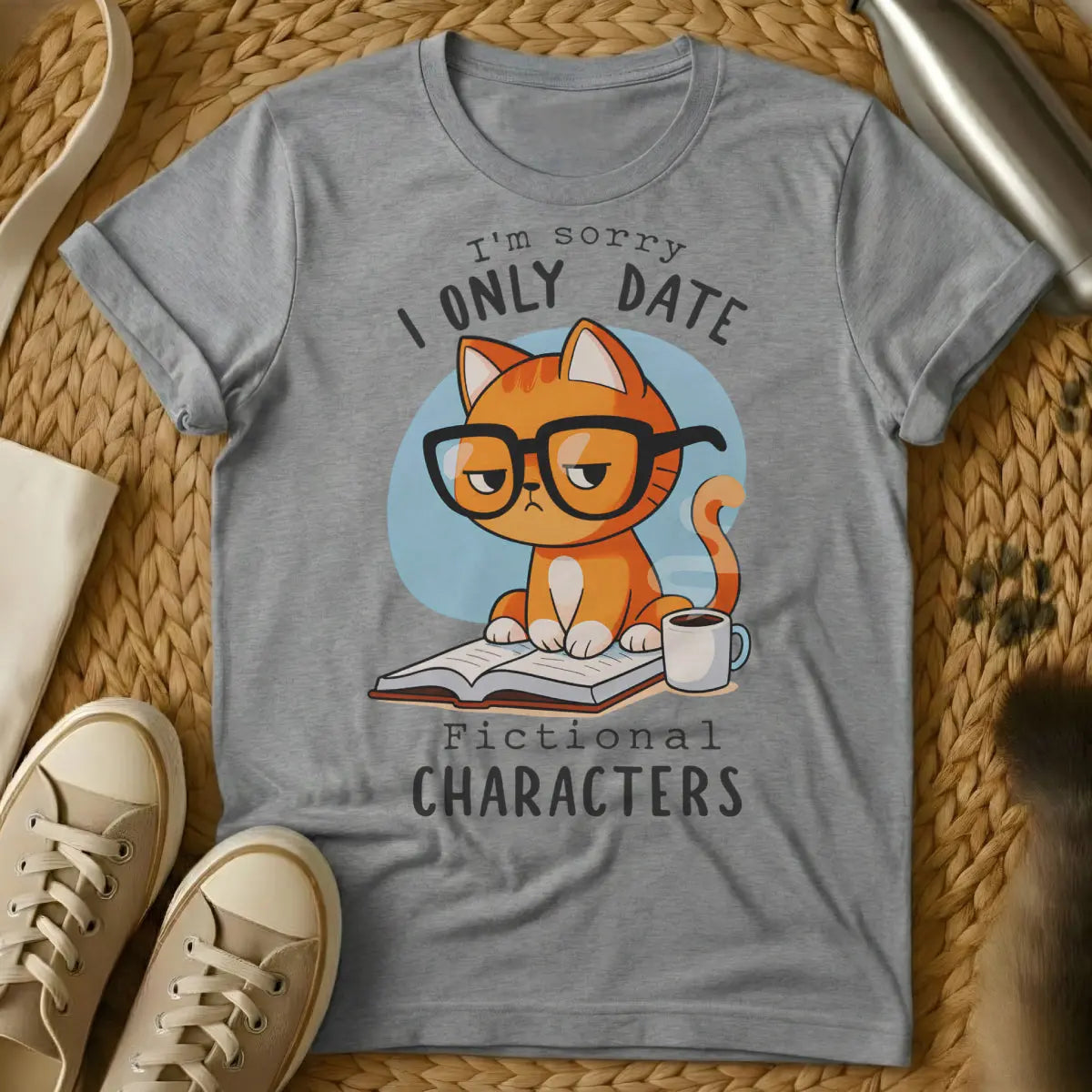 Reading Cat Shirt - Gray Cat T-Shirt