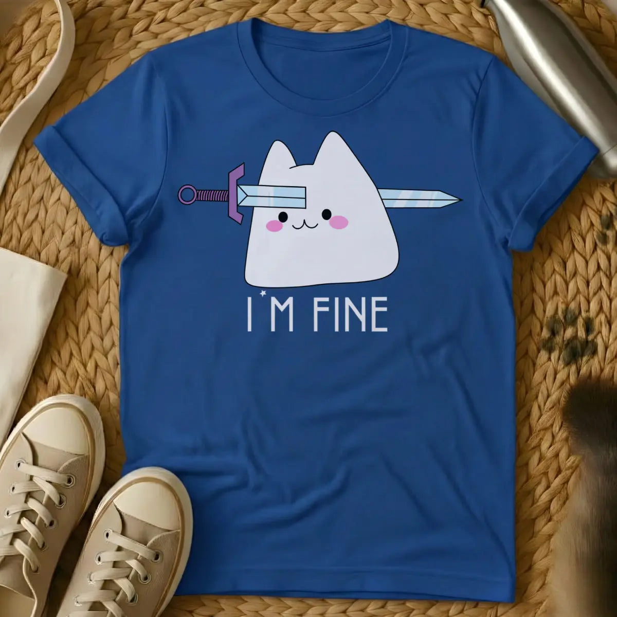 I’m Fine Shirt - Blue Cat T-Shirt
