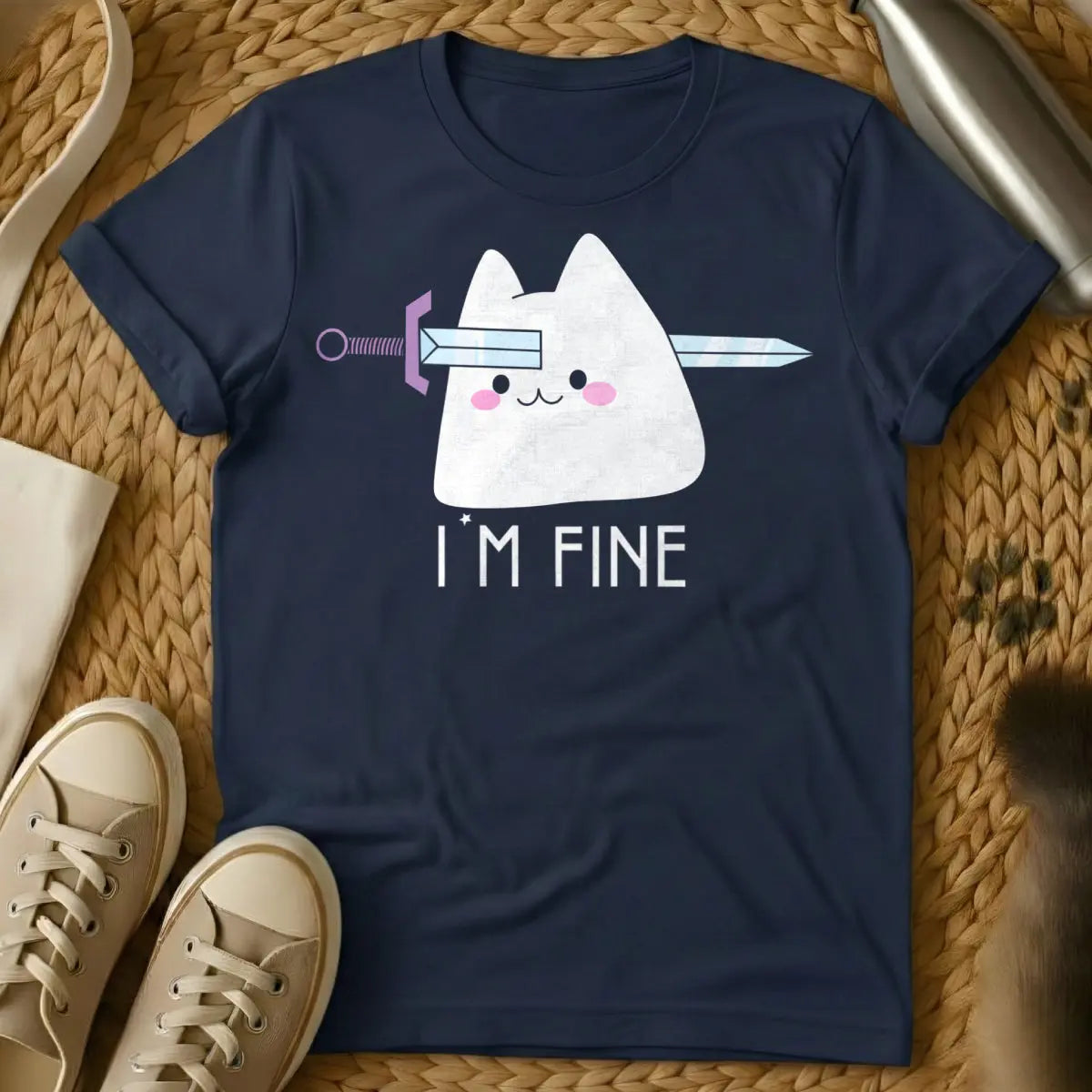 I’m Fine Shirt - Navy Cat T-Shirt