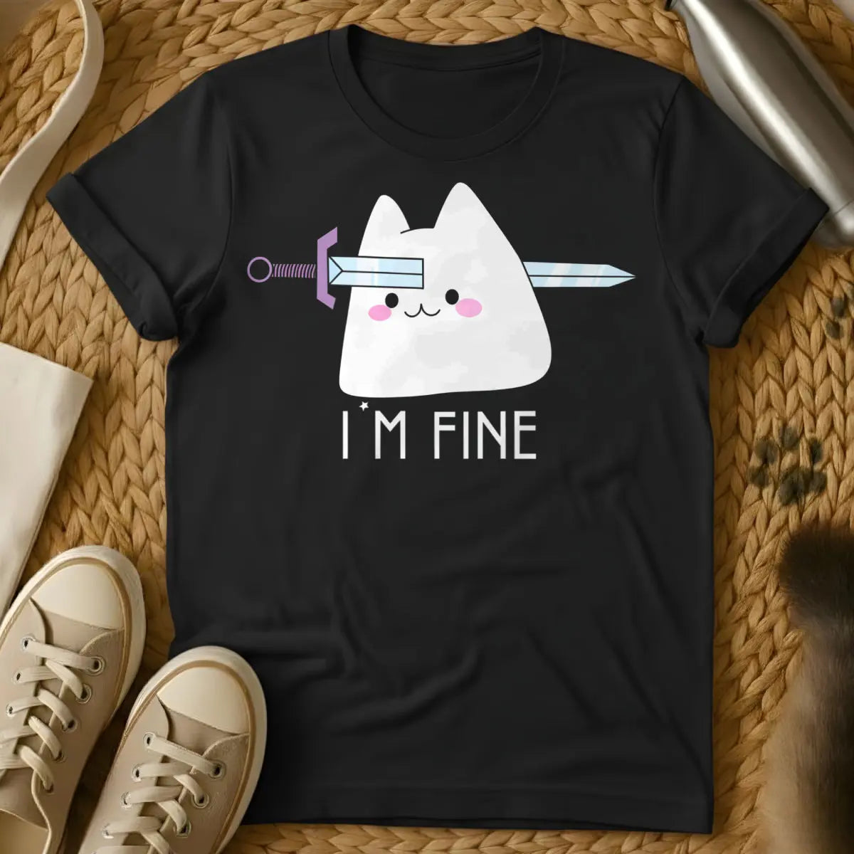 I’m Fine Shirt - Black Cat T-Shirt