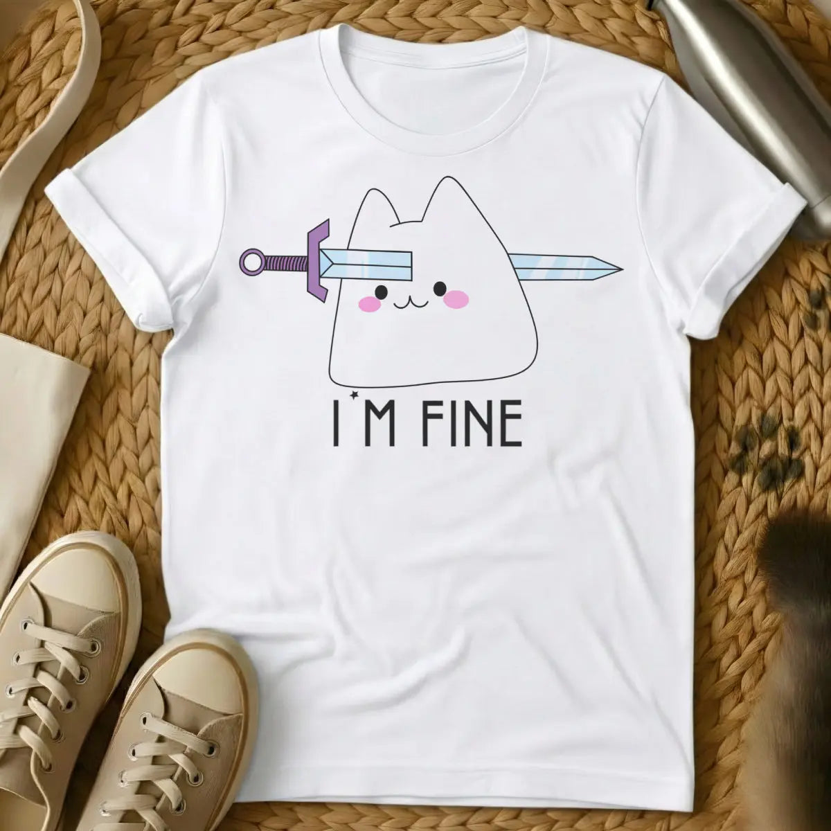 I’m Fine Shirt - White Cat T-Shirt