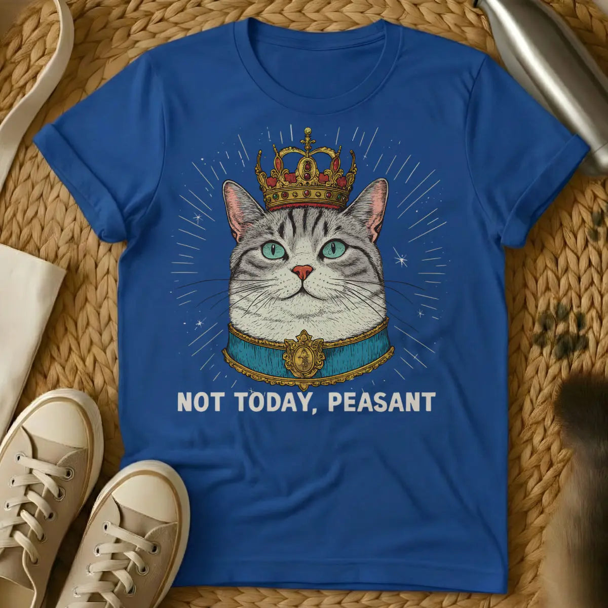 Cat Peasant Shirt - Blue T-Shirt - cat overlord, feline feudalism, human staff uniform