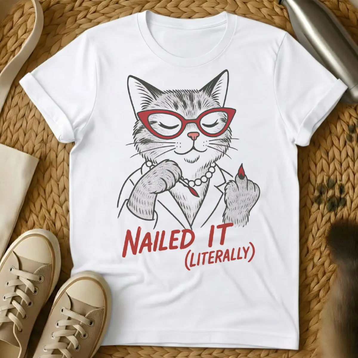 Nailed It Cat Shirt - White Cat T-Shirt
