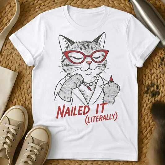 Nailed It Cat Shirt - White Cat T-Shirt