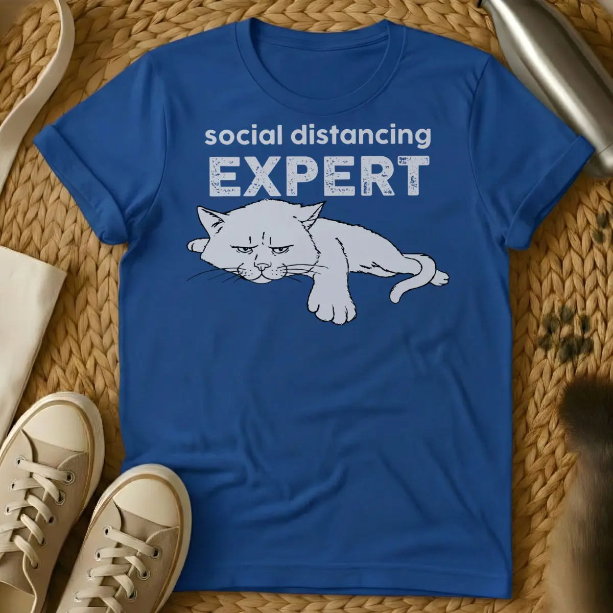 Social Distancing T Shirt - Blue Cat T-Shirt