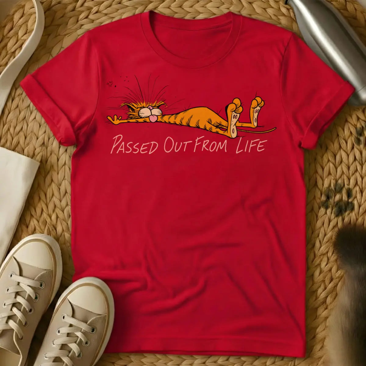 Tired Cat Shirt - Red Cat T-Shirt