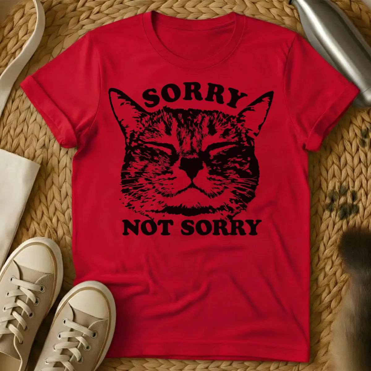 Sorry Not Sorry Cat Shirt - Red Cat T-Shirt