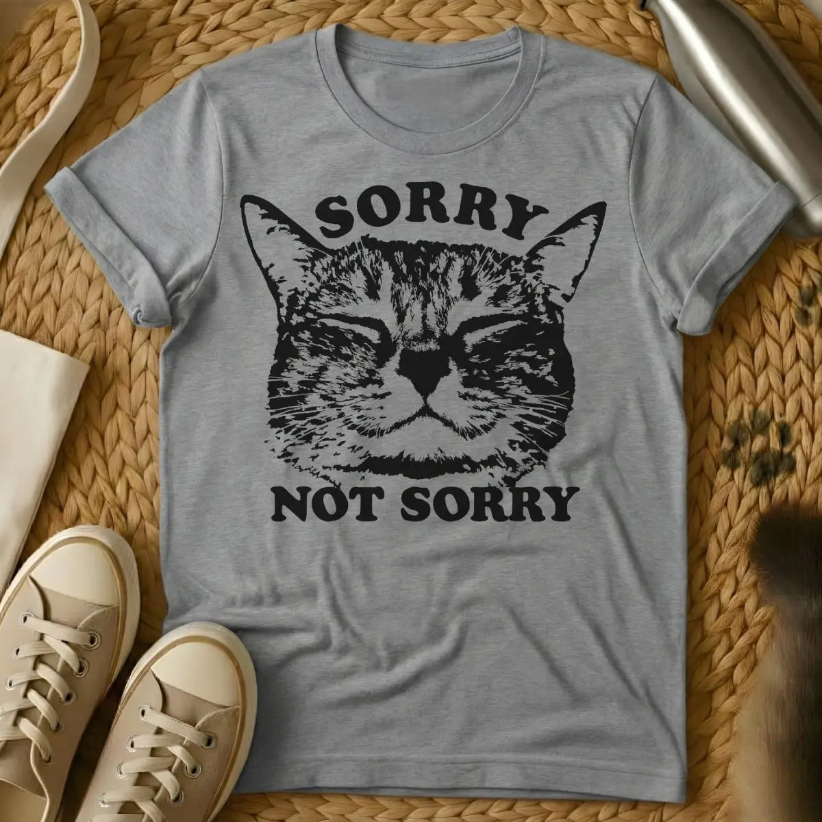 Sorry Not Sorry Cat Shirt - Gray Cat T-Shirt