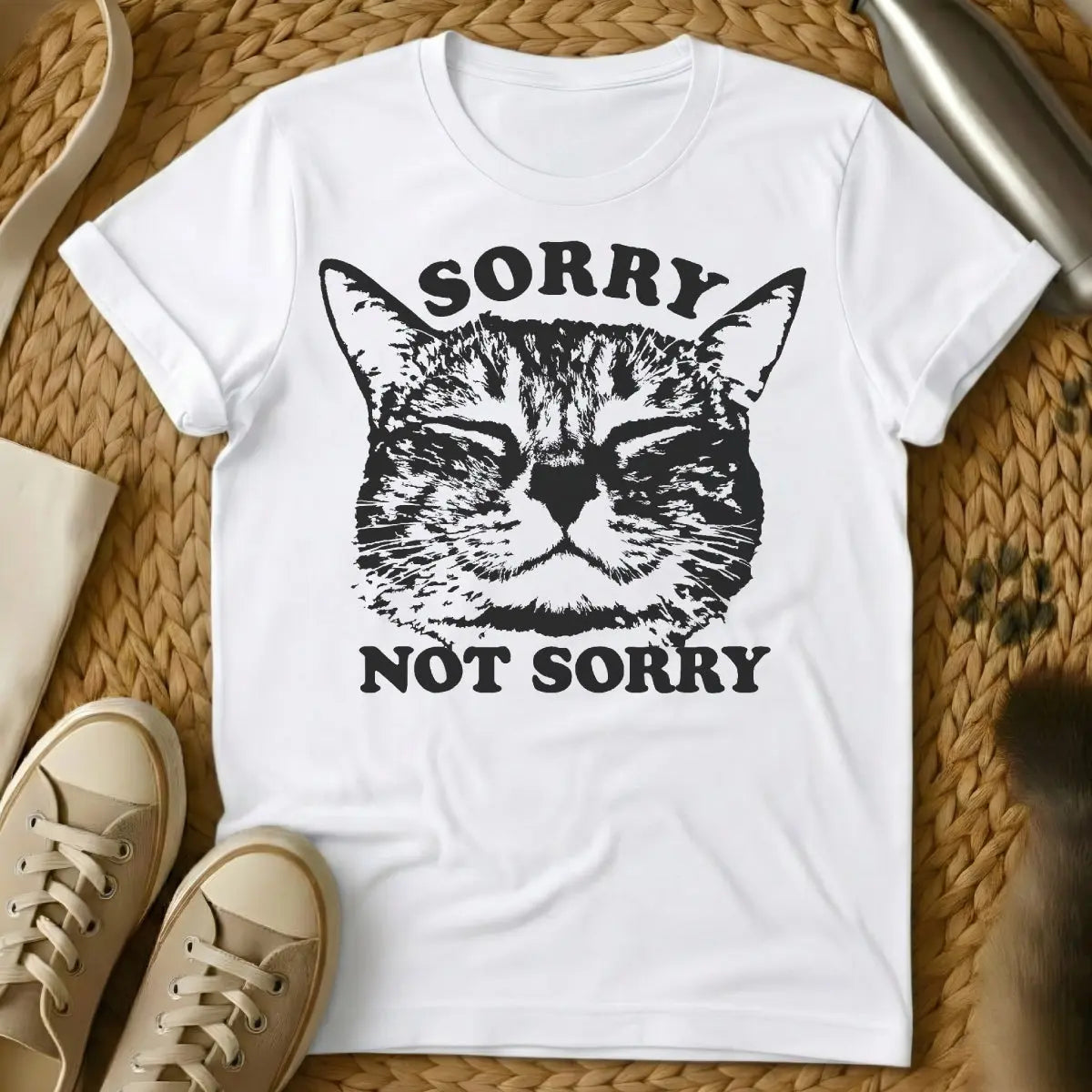 Sorry Not Sorry Cat Shirt - White Cat T-Shirt