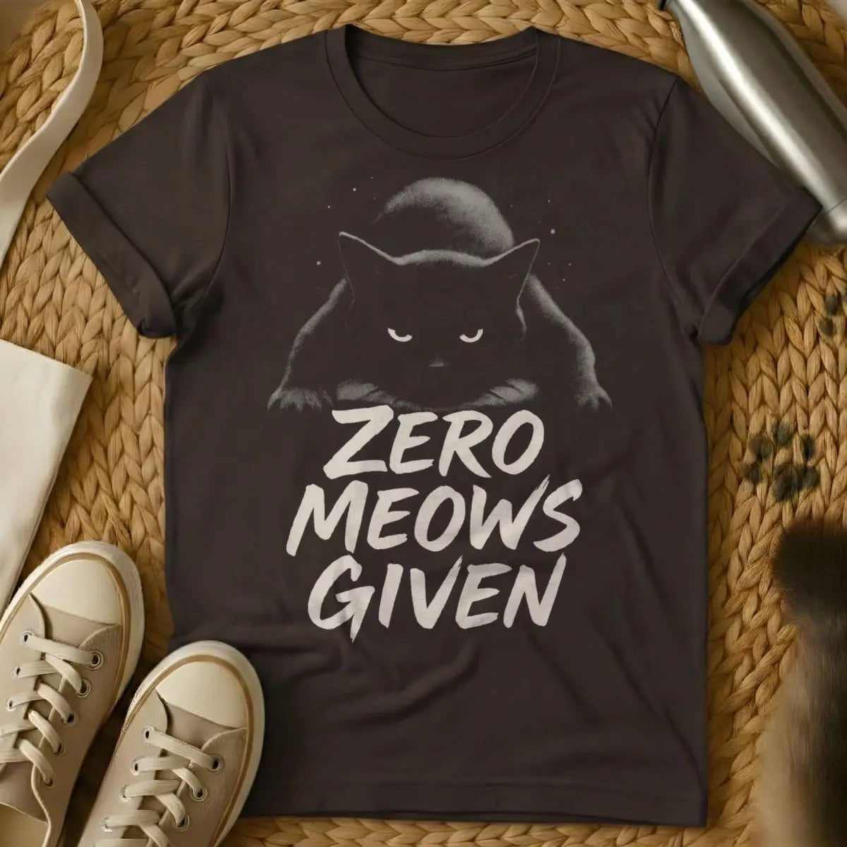 Zero Fluffs Given Shirt - Dark Chocolate Cat T-Shirt