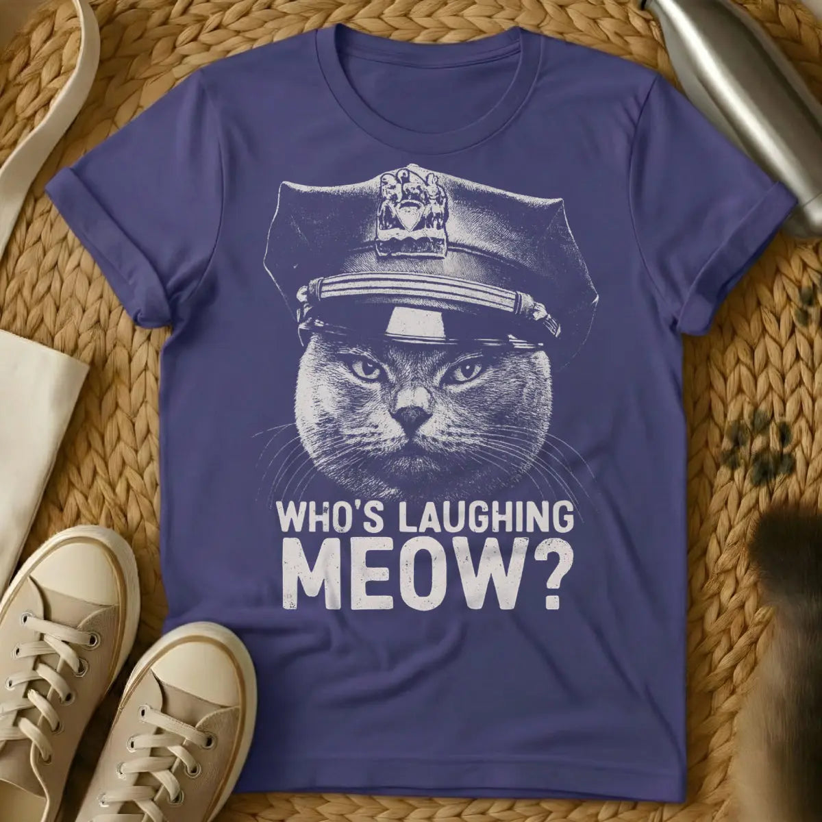 Cat Cop Shirt - Purple T-Shirt - animal law parody, cat parent humor, feline overlord