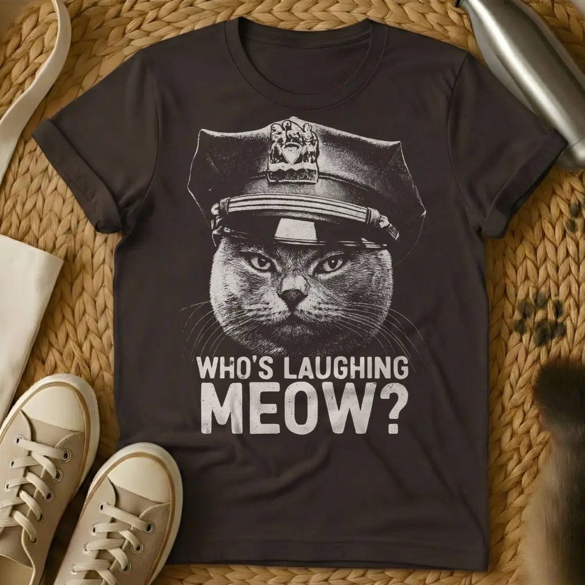 Cat Cop Shirt - Dark Chocolate T-Shirt - animal law parody, cat parent humor, feline overlord