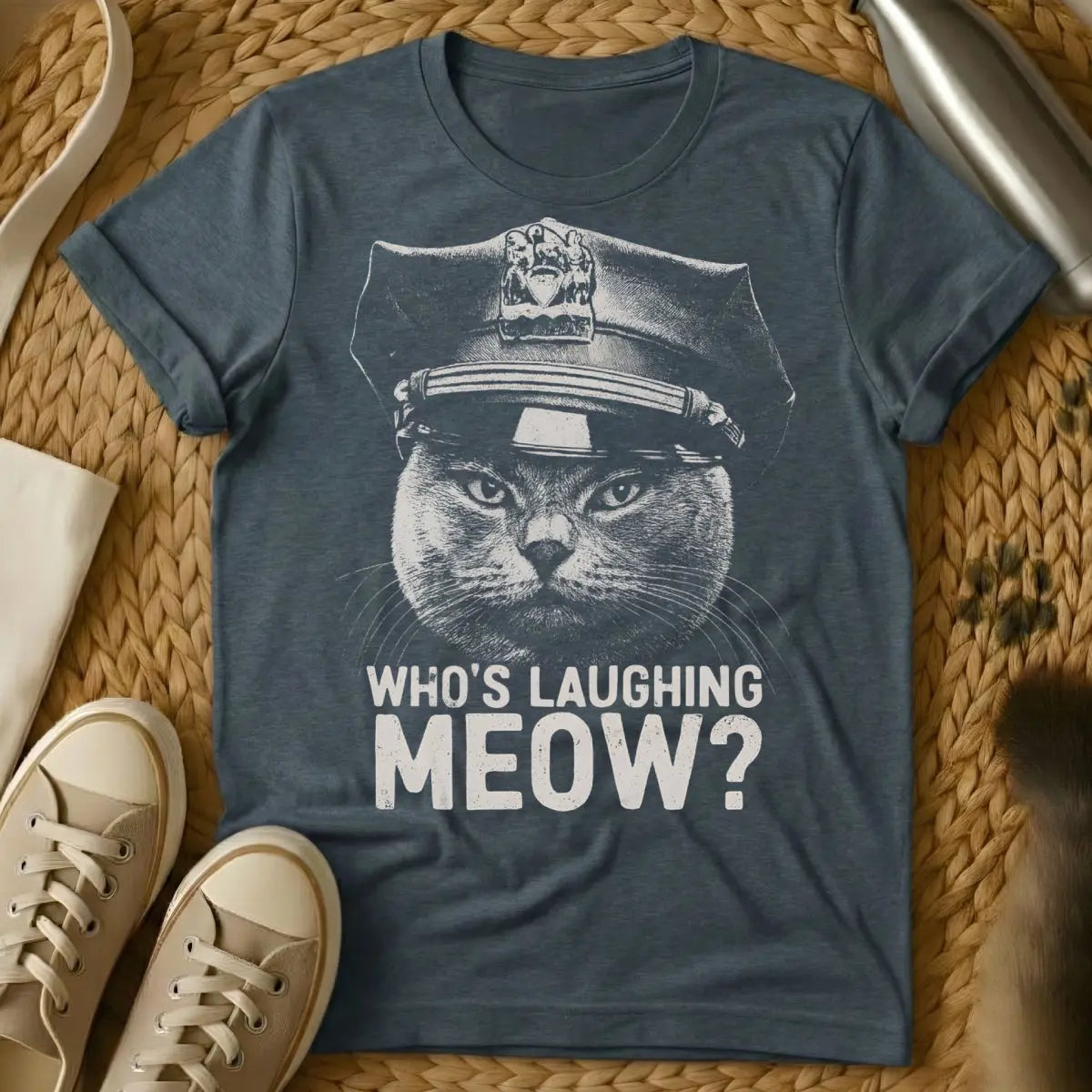 Cat Cop Shirt - Dark Heather T-Shirt - animal law parody, cat parent humor, feline overlord