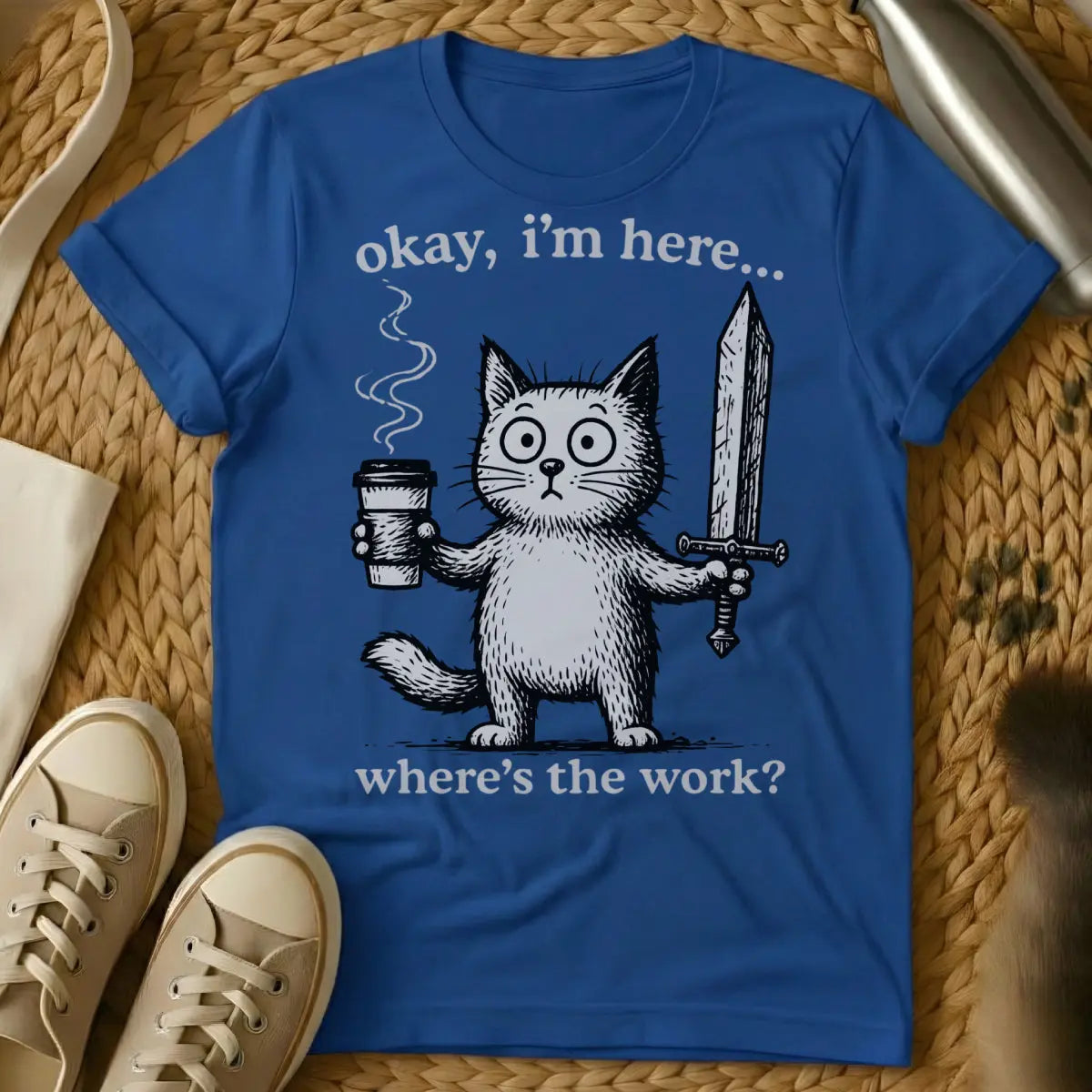 I Am Here Shirt - Blue Cat T-Shirt