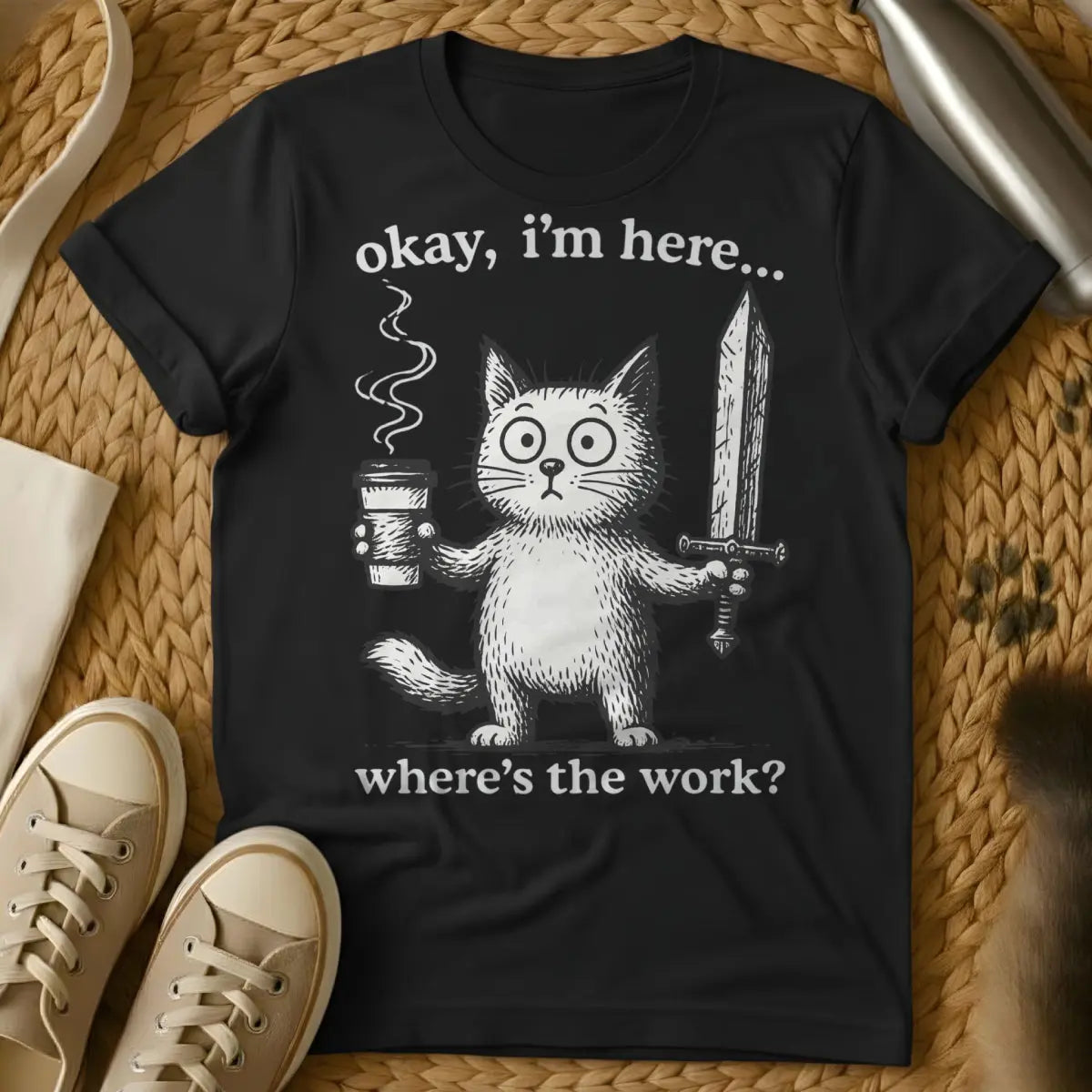 I Am Here Shirt - Black Cat T-Shirt