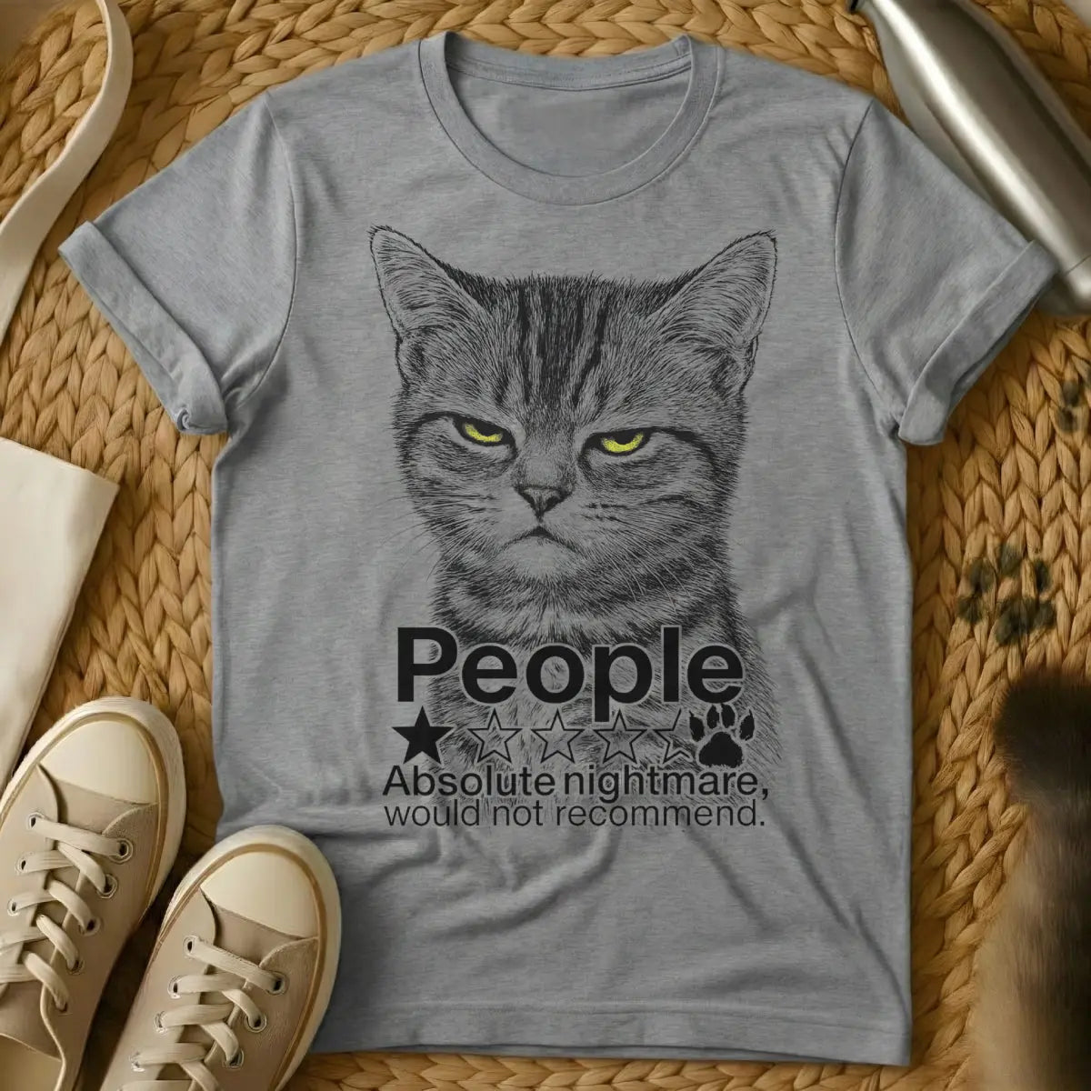 One Star Cat Shirt - Gray Cat T-Shirt