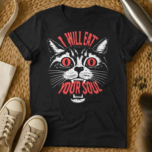I Will Eat Your Soul Tee - Black Cat T-Shirt
