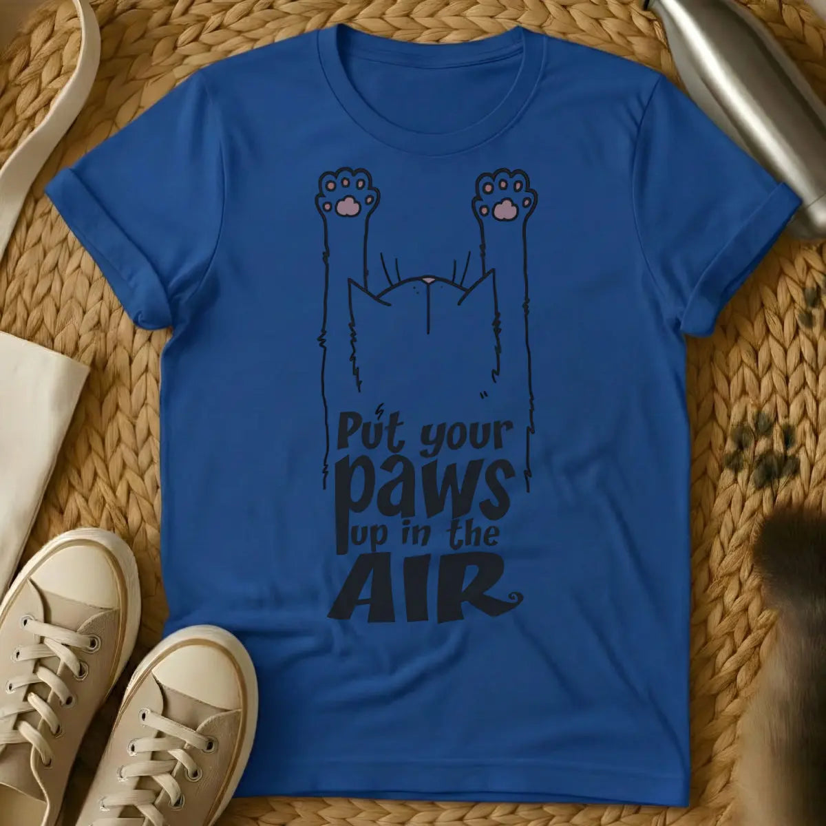 Paws Up Shirt - Blue Cat T-Shirt