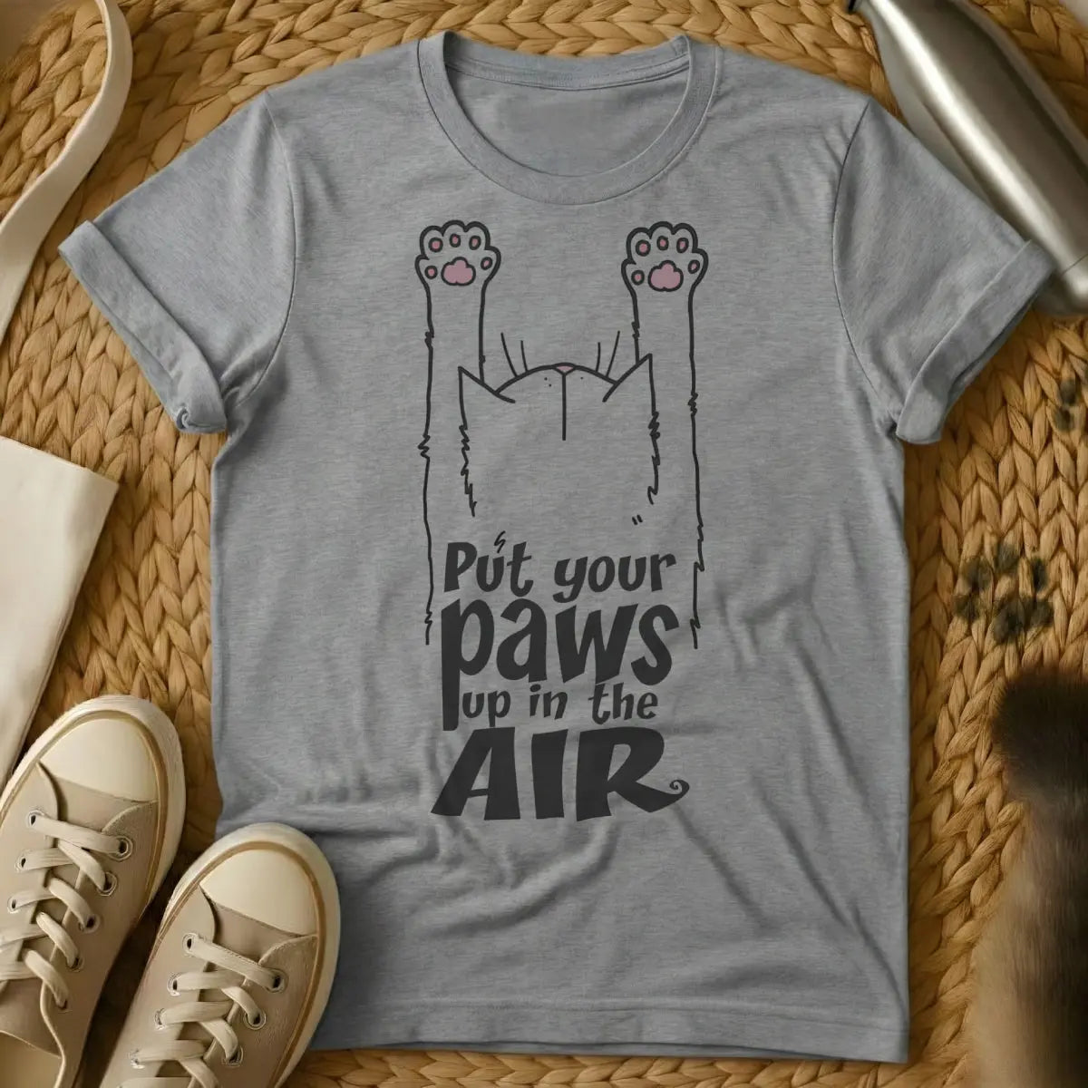 Paws Up Shirt - Gray Cat T-Shirt