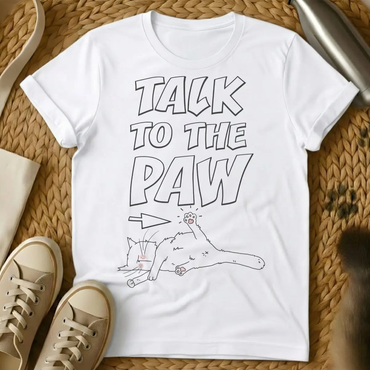 Paw Shirt - White Cat T-Shirt