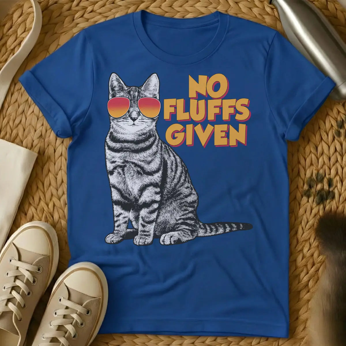 No Fluffs Given Shirt - Blue Cat T-Shirt
