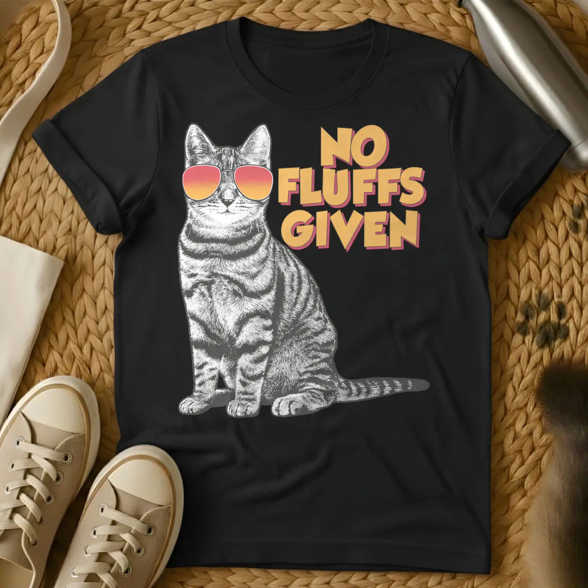No Fluffs Given Shirt - Black Cat T-Shirt