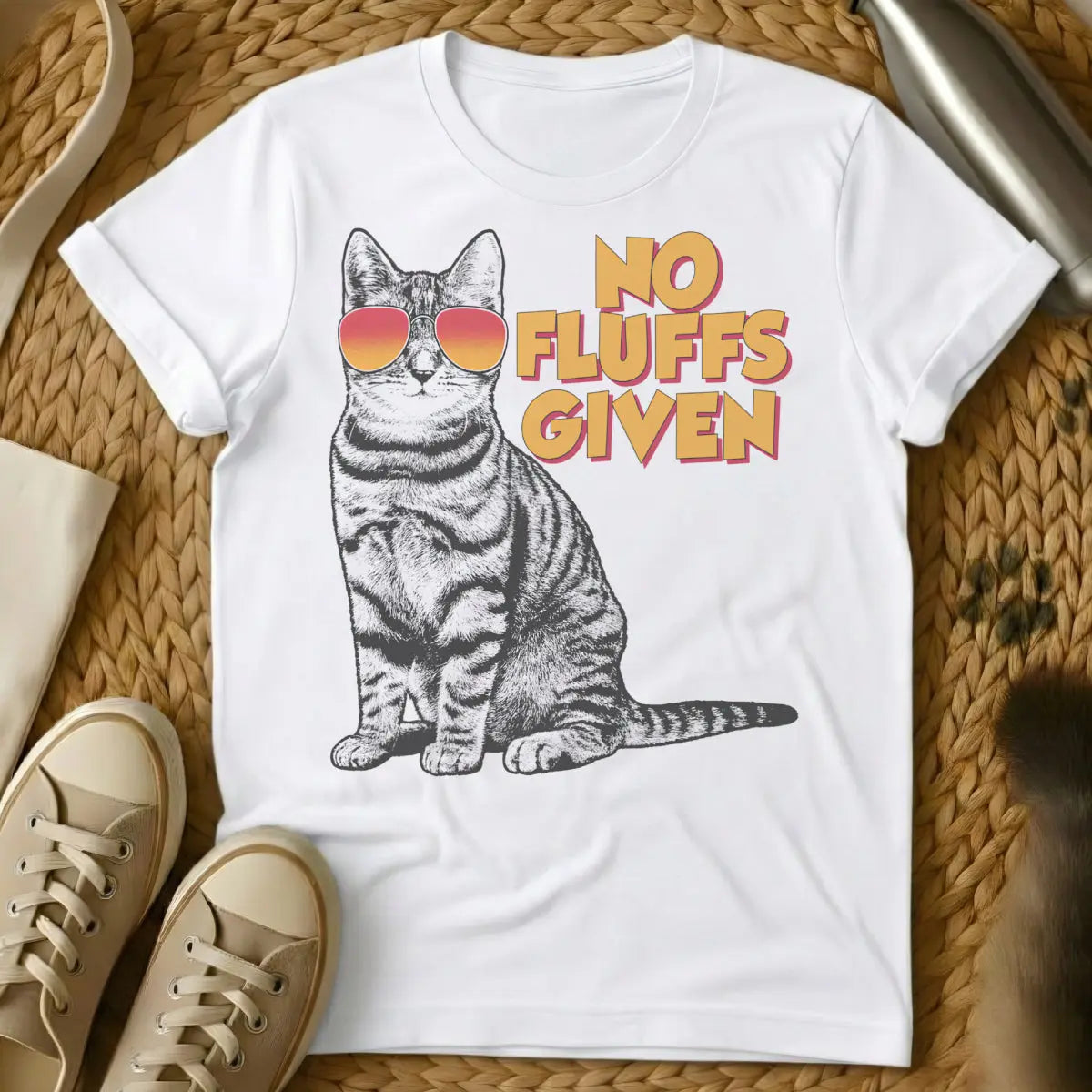 No Fluffs Given Shirt - White Cat T-Shirt