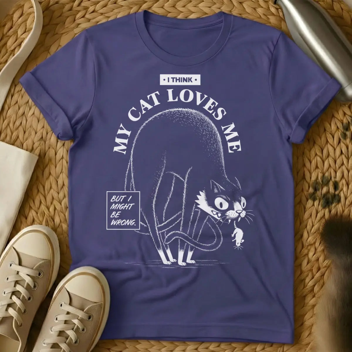 Cat Love Shirt - Purple T-Shirt - cat devotion aesthetic, lap cat lifestyle, midweek cat bliss