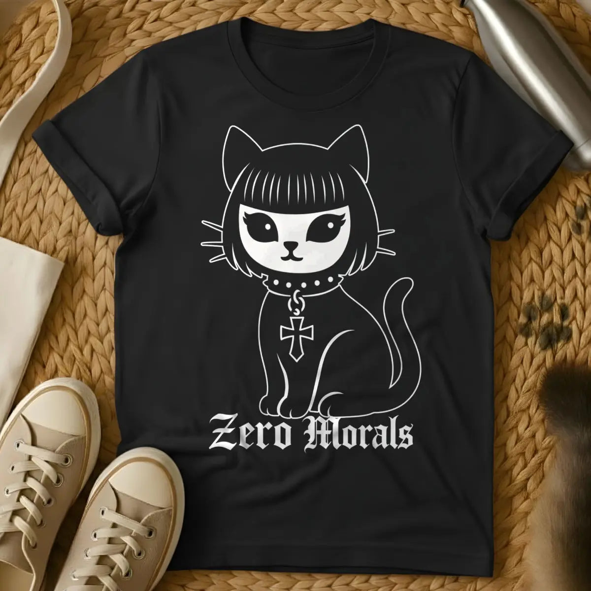 Zero Morals Cat Tee - Black Cat T-Shirt