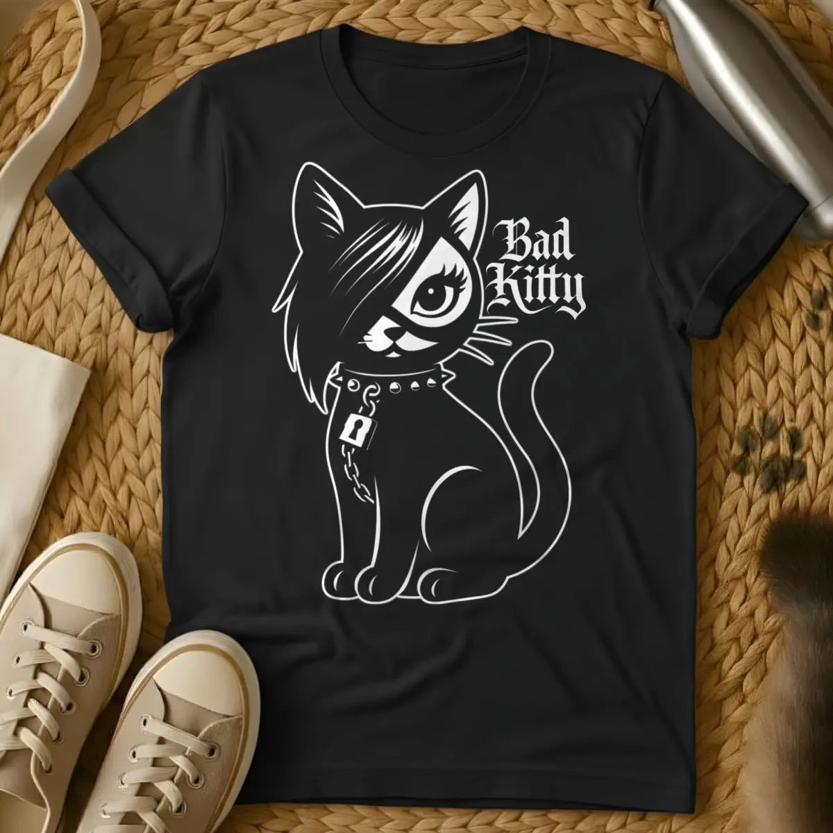 Bad Kitty Shirt - Black T-Shirt - bureaucratic pet humor, feline defiance, judicial animal irony