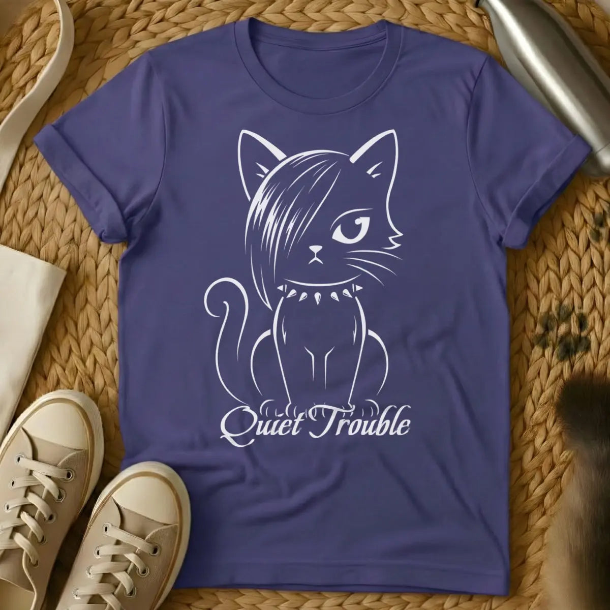 Quiet Trouble Cat Shirt - Purple Cat T-Shirt