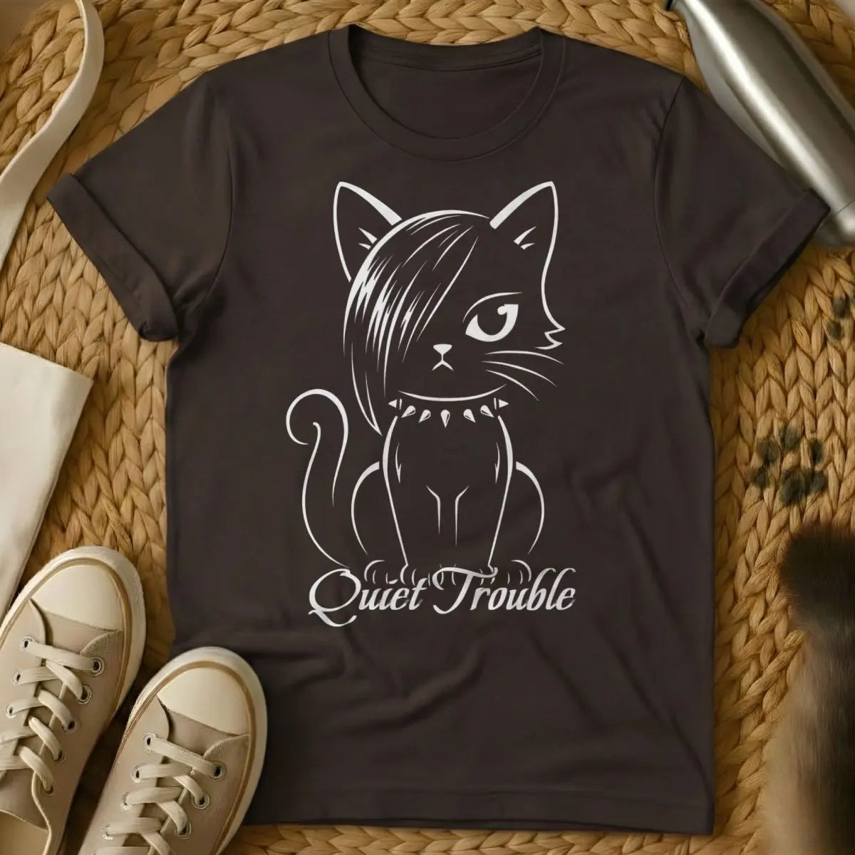Quiet Trouble Cat Shirt - Dark Chocolate Cat T-Shirt