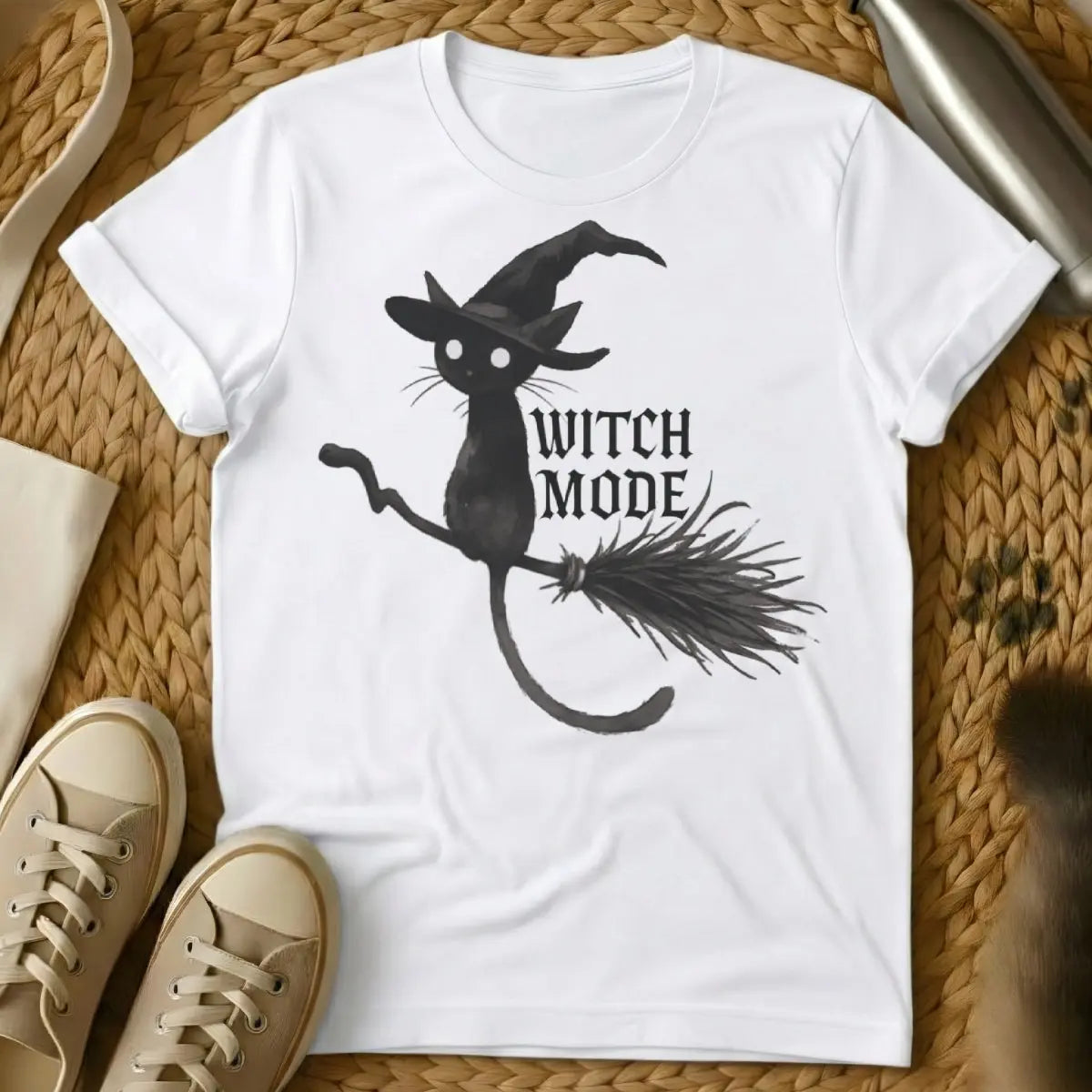 Witch Cat Shirt - White Cat T-Shirt
