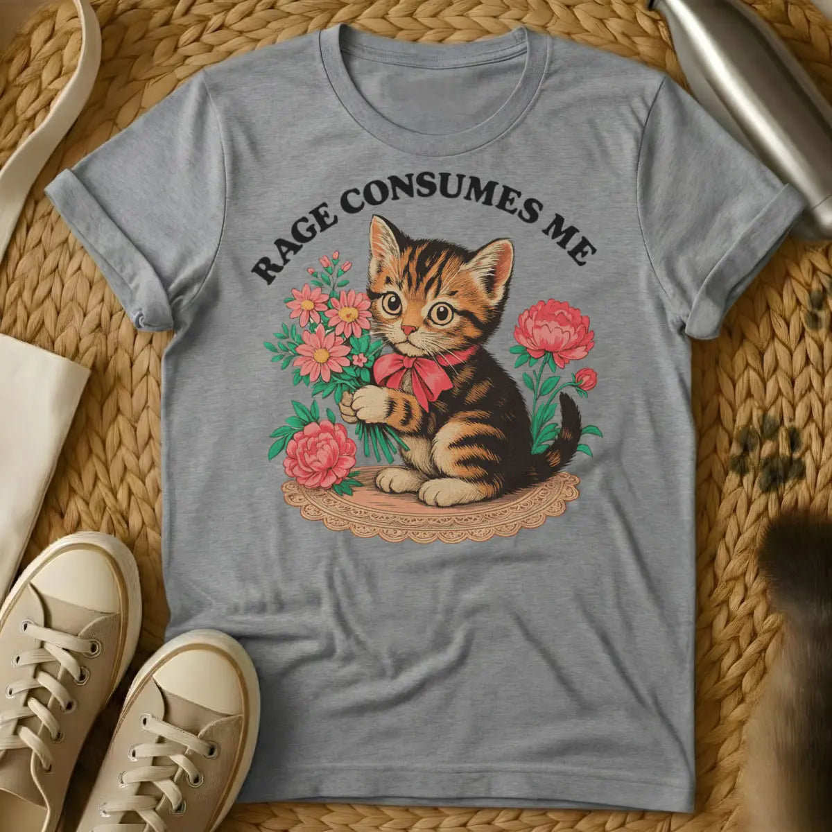 Rage Consumes Me Cat Shirt - Gray Cat T-Shirt