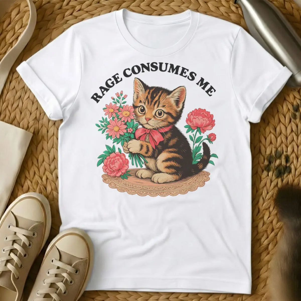Rage Consumes Me Cat Shirt - White Cat T-Shirt