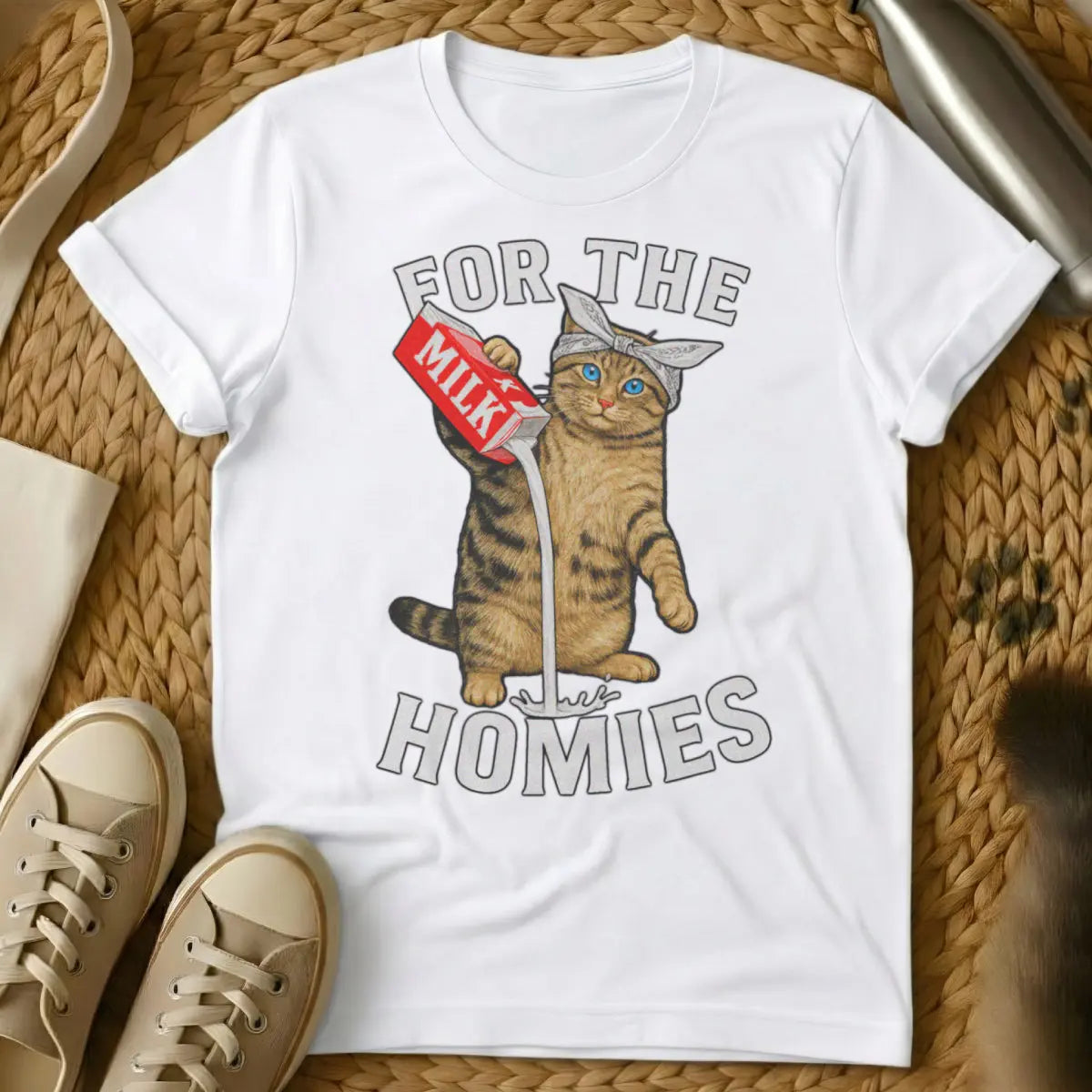 Homies Cat Shirt - White Cat T-Shirt