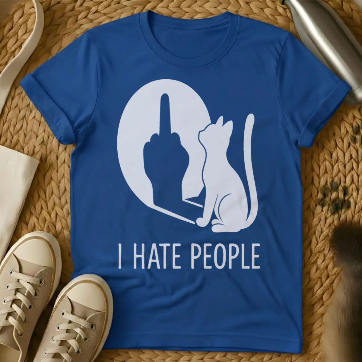 I Hate People Cat T-Shirt - Blue Cat T-Shirt