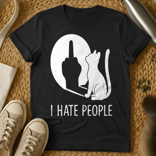I Hate People Cat T-Shirt - Black Cat T-Shirt