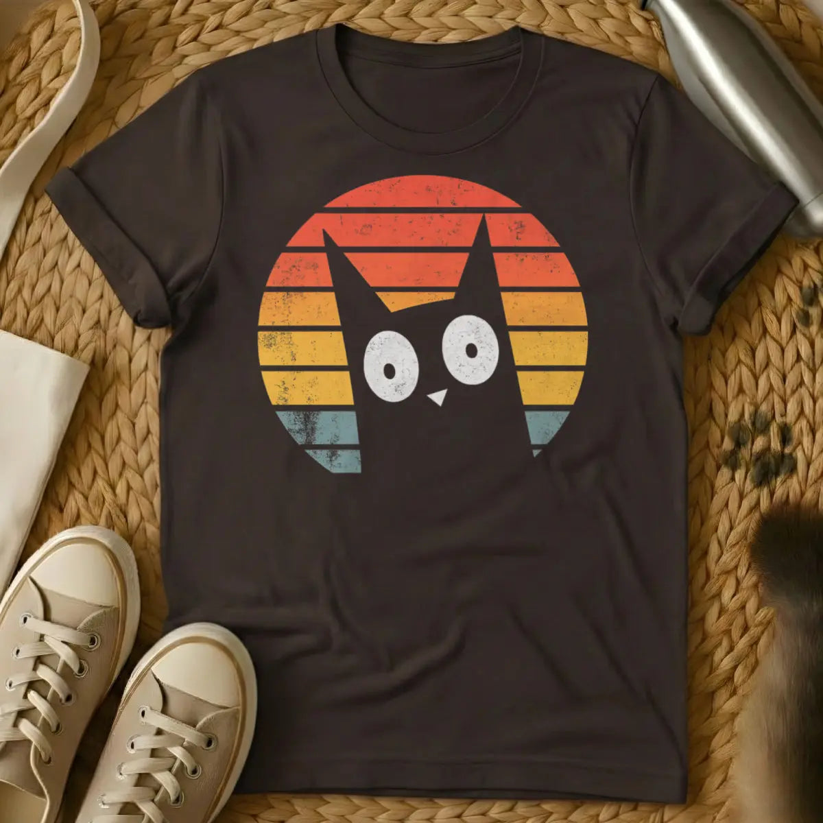 Wondering Cat Tee - Dark Chocolate Cat T-Shirt